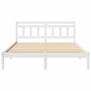 Rám postele Bílá 150 x 200 cm Masivní borové dřevo - obrázek 5