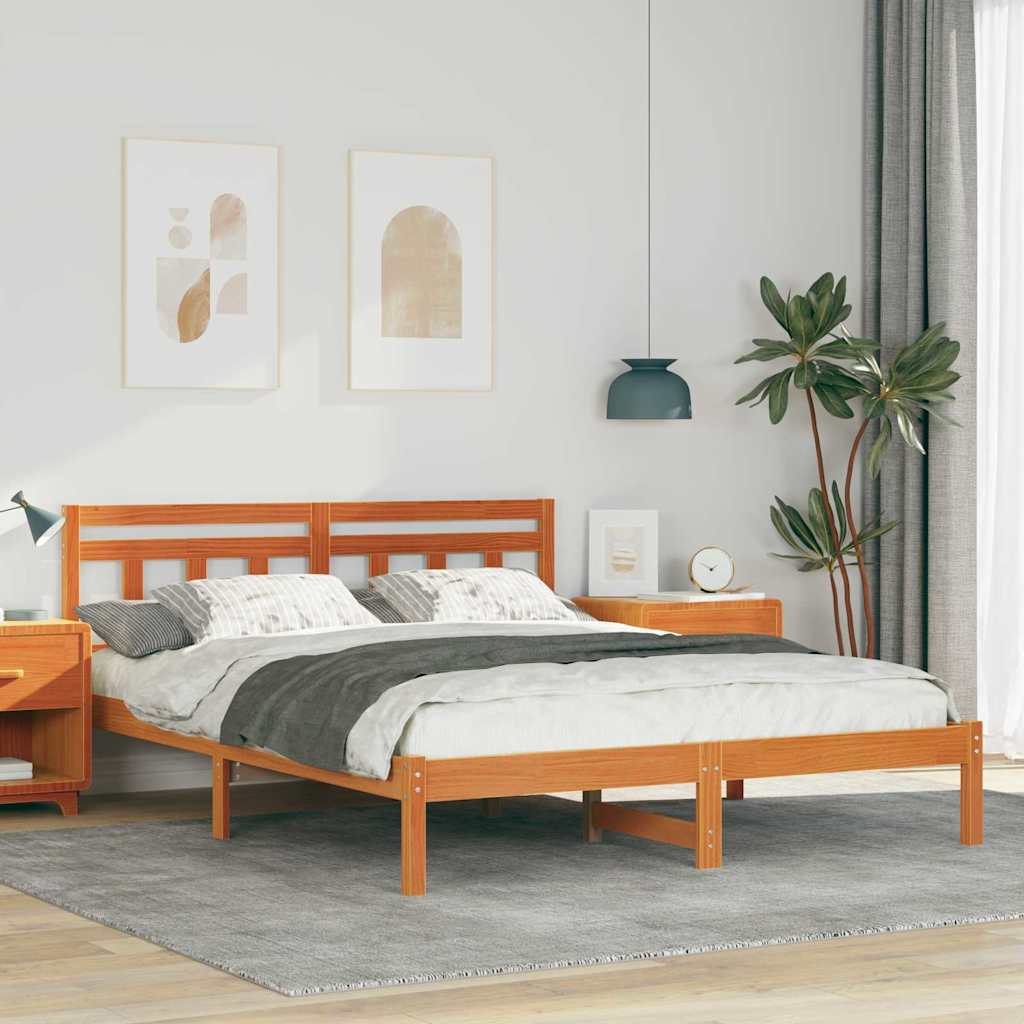 Voodi raam peaga Pruun 150 x 200 cm Mänd