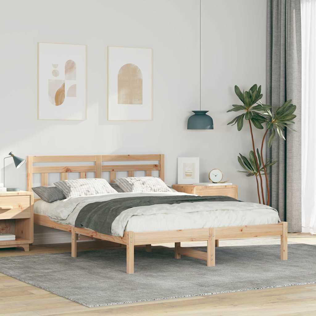 Bedframe Bruin 135 x 190 cm Massief grenenhout