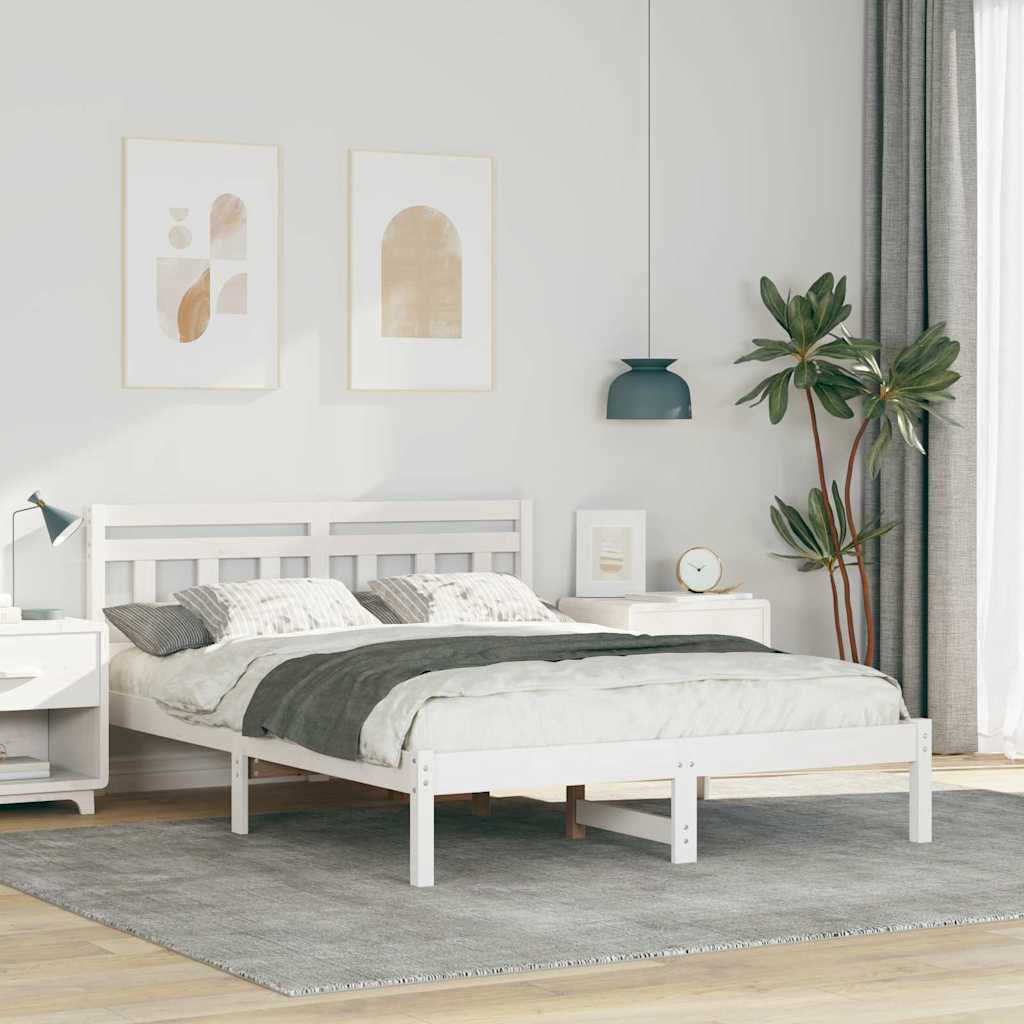 Bedframe Wit 135 x 190 cm Massief grenenhout