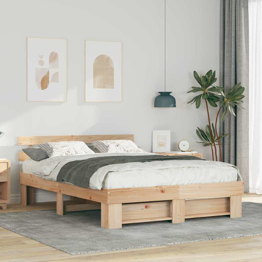 Voodi raam peaga Pruun 150 x 200 cm Mänd