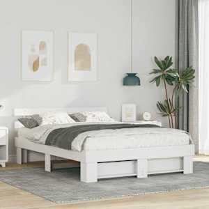 Konstrukcija postelje Bela 150 x 200 cm Masivno borovo les