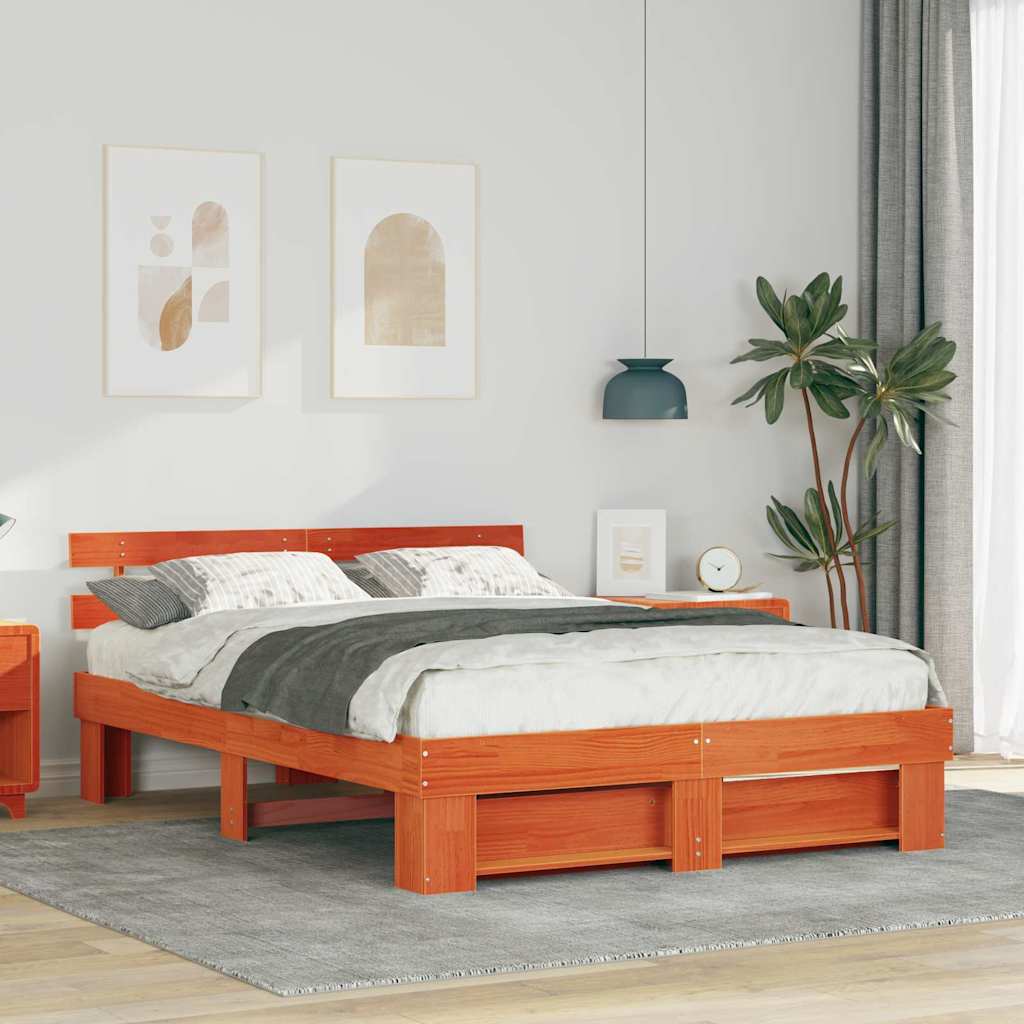 Bedframe Wasbruin 140 x 200 cm Massief grenenhout