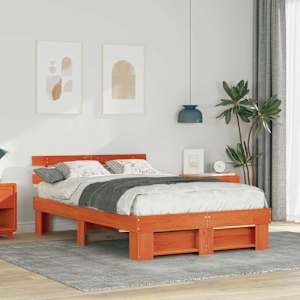 Konstrukcija postelje z vzglavjem Voskast rjav 120 x 200 cm