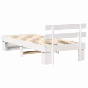 Rám postele s čelo Bílá 90 x 200 cm Masivní borové dřevo - obrázek 7