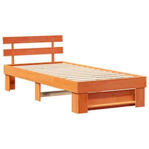 Rám postele Voskově hnědá 90 x 200 cm Masivní borové dřevo - obrázek 4