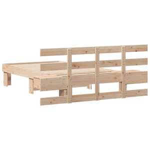 Rám postele s čelo Hnědá 100 x 200 cm Masivní borové dřevo - obrázek 7