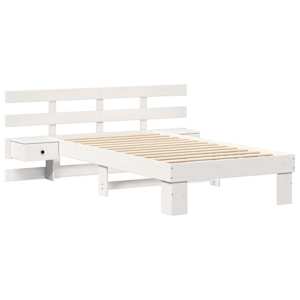 Rám postele s čelo Bílá 80 x 200 cm Masivní borové dřevo - obrázek 4