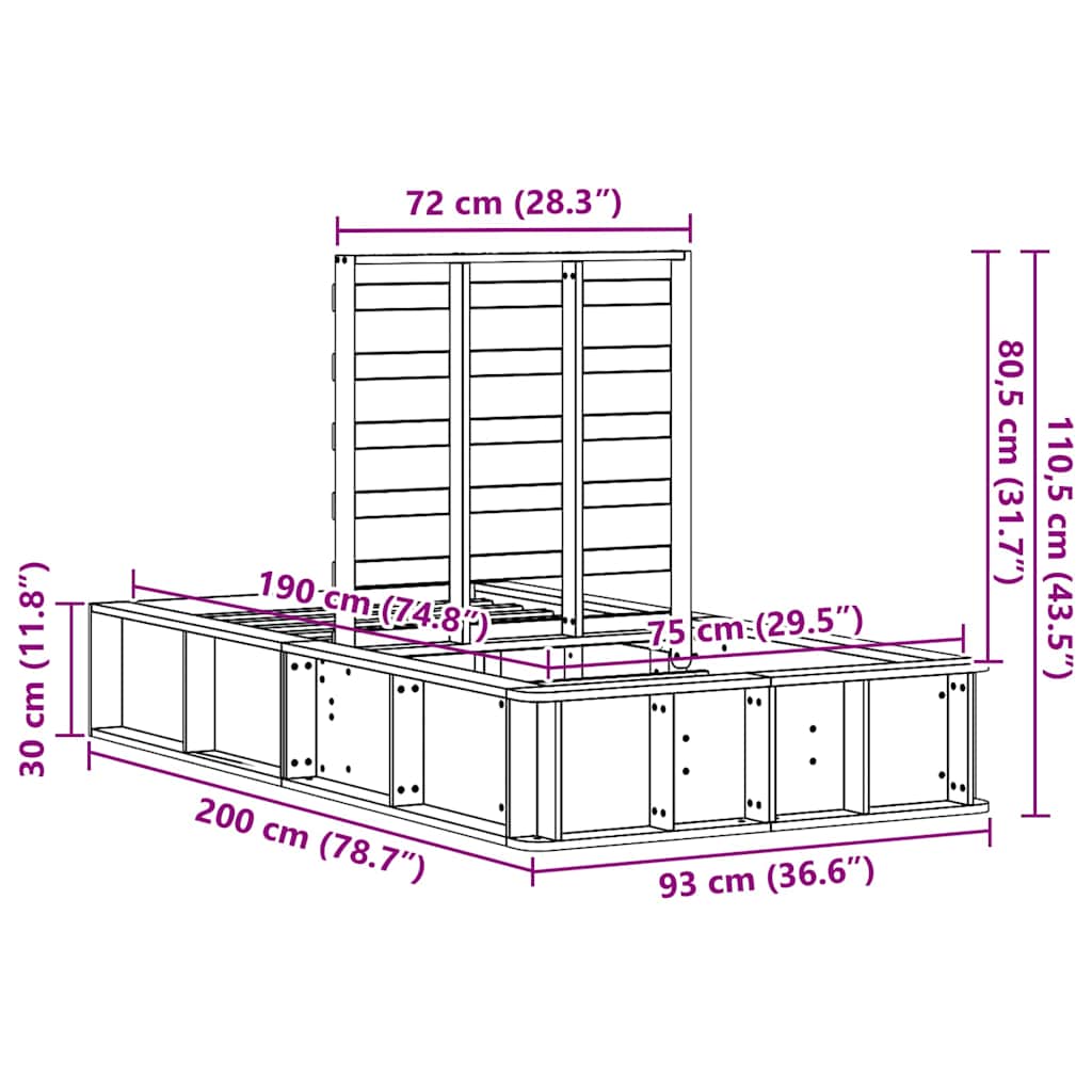 Konstrukcija postelje Voskast rjav 75 x 190 cm - slika 12