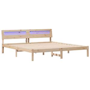 Rám postele s čelo Hnědá 180 x 200 cm Masivní borové dřevo - obrázek 2