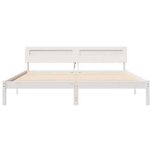 Rám postele s čelo Bílá 180 x 200 cm Masivní borové dřevo - obrázek 5