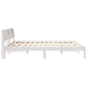 Rám postele s čelo Bílá 180 x 200 cm Masivní borové dřevo - obrázek 6