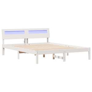 Rám postele s čelo Bílá 160 x 200 cm Masivní borové dřevo - obrázek 2