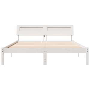 Rám postele s čelo Bílá 160 x 200 cm Masivní borové dřevo - obrázek 5