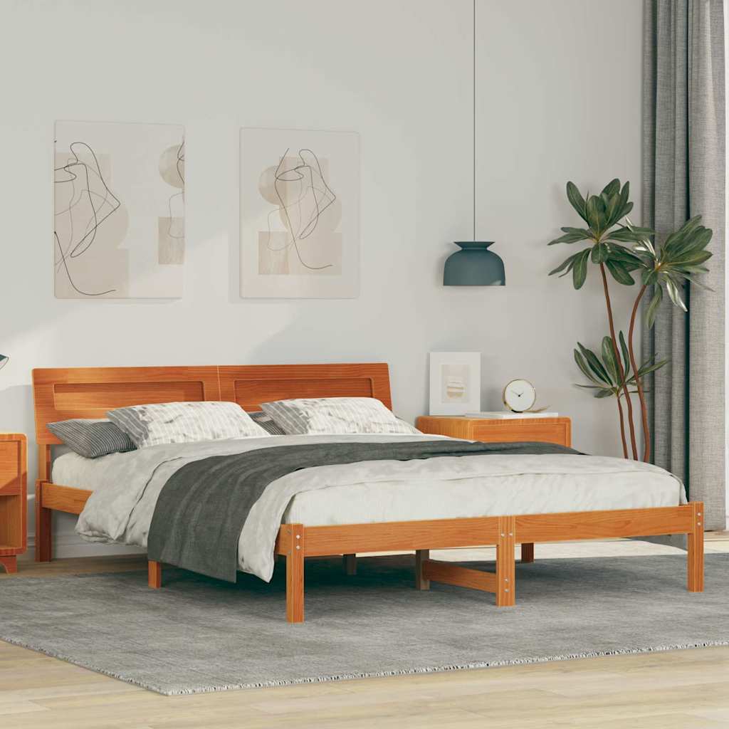 Bedframe Wasbruin 150 x 200 cm Massief grenenhout