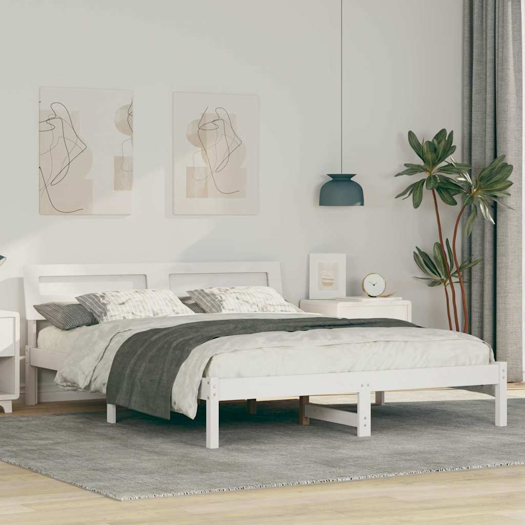 Bedframe Wit 140 x 200 cm Massief grenenhout