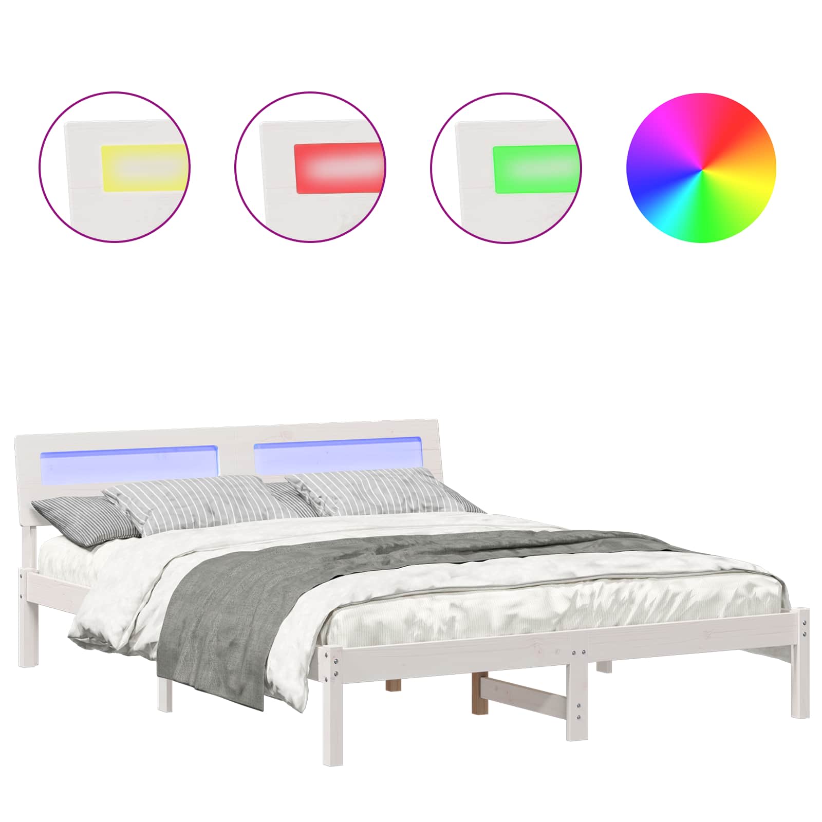 Thumbnail - vidaXL Bettrahmen mit Kopfteil Weiß 140 x 200 cm Massives Kiefernholz