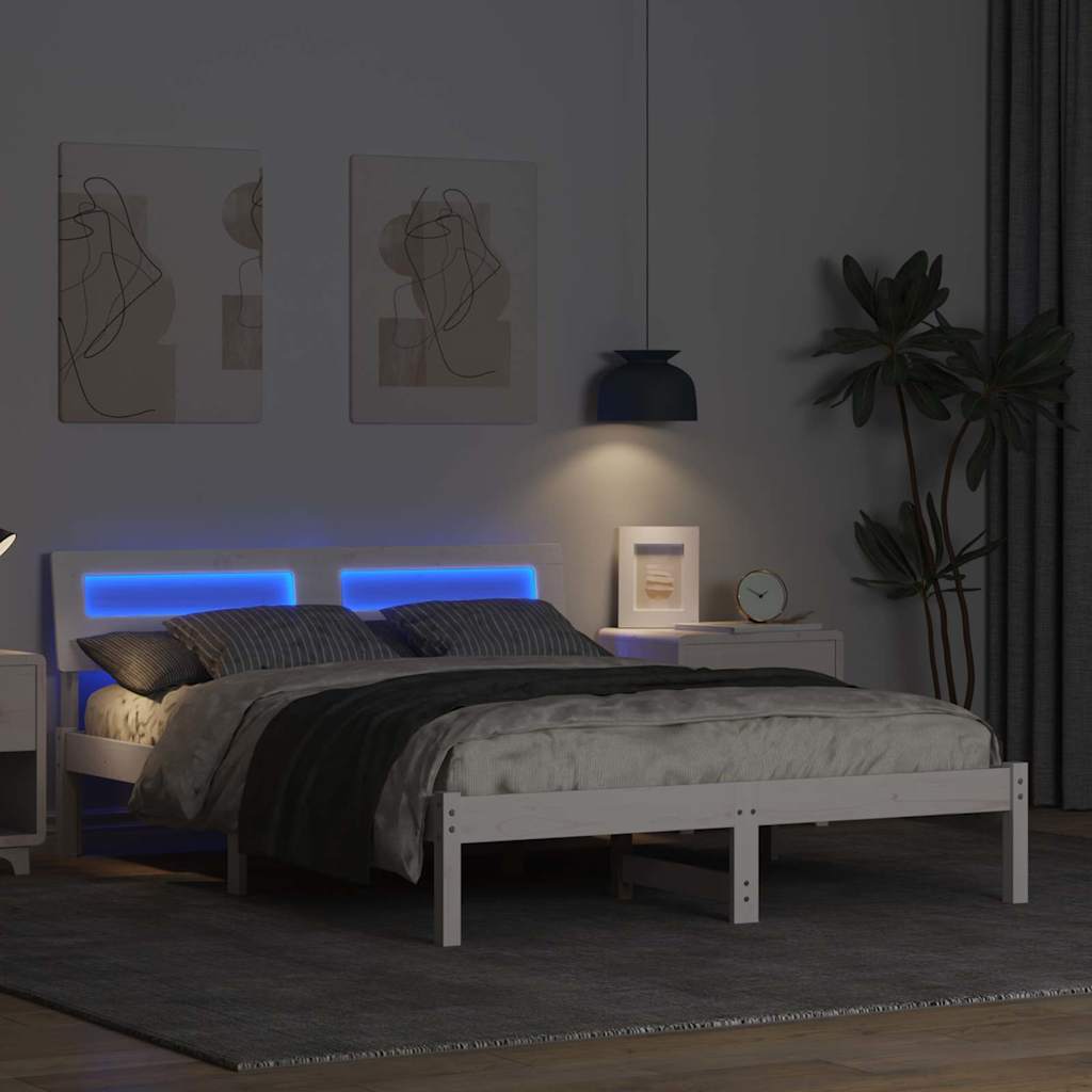 Sengestel med hovedgærde Hvid 120 x 200 cm Massivt fyrretræ 4 8721288716897 mo im da en hd 1