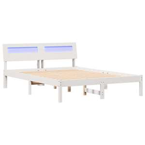 Rám postele s čelo Bílá 140 x 190 cm Masivní borové dřevo - obrázek 2