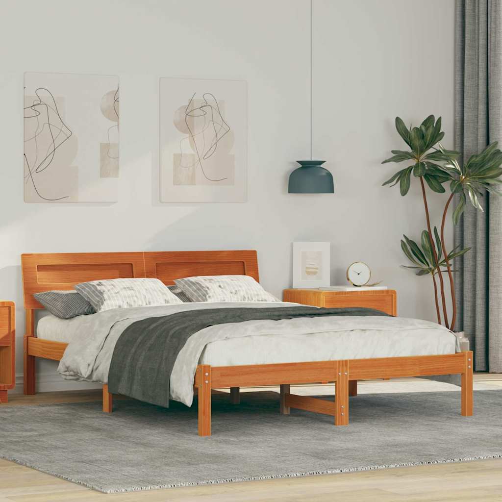 Bedframe Wasbruin 140 x 190 cm Massief grenenhout