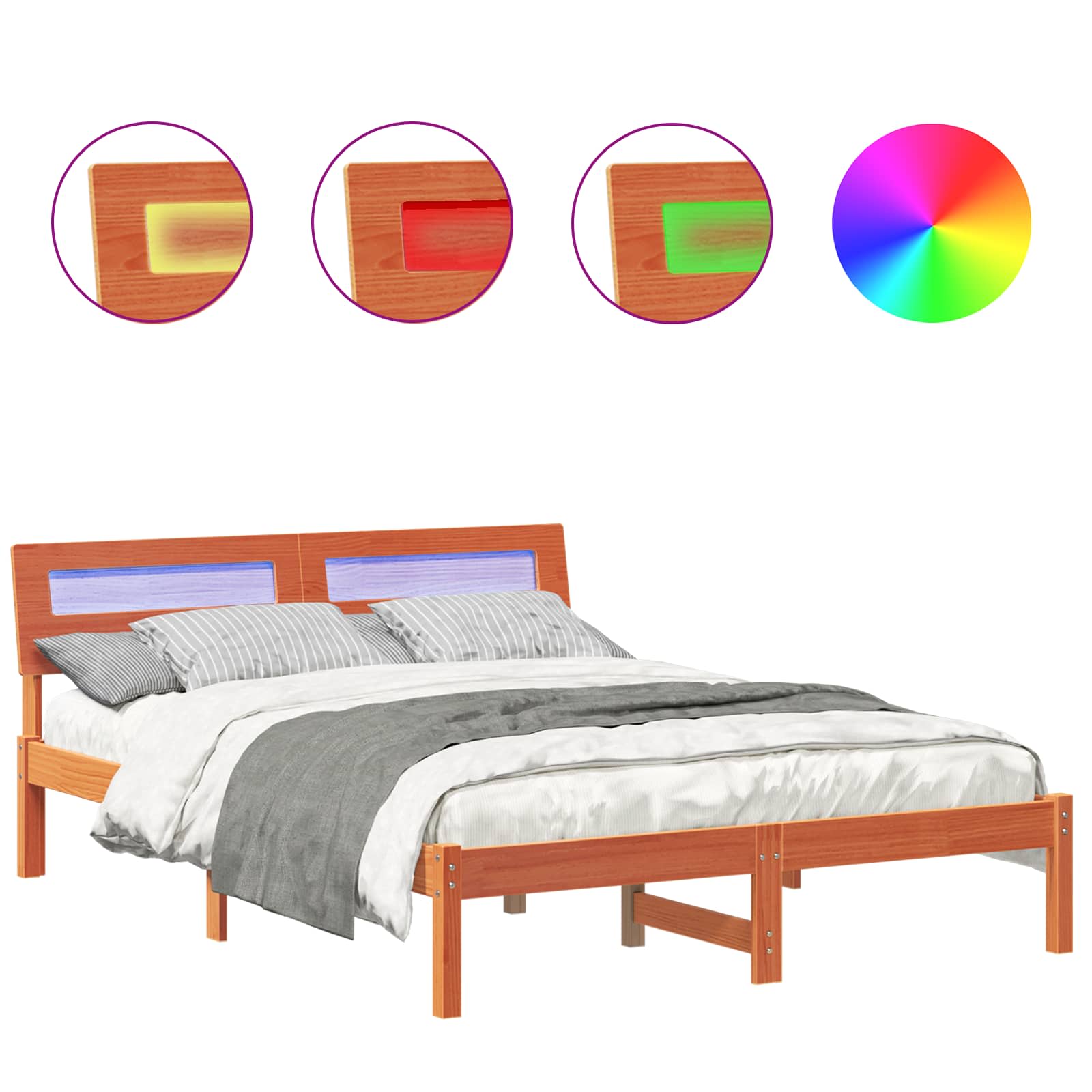 Voodi raam peaga Vahapruun 140 x 190 cm Tahke mänd 174 Kõik vajalik sinu aeda ja koju! Voodi raam peaga Vahapruun 140 x 190 cm Tahke mänd - Image 2