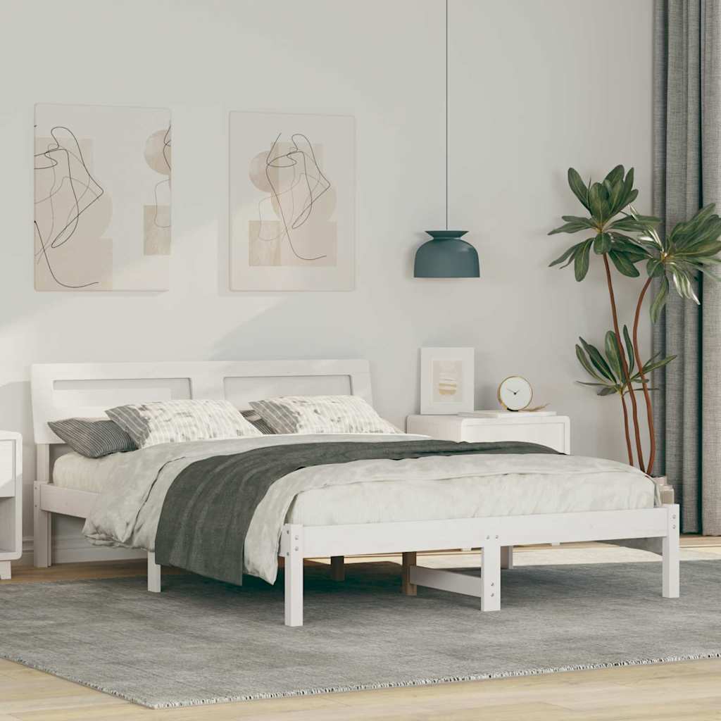 Bedframe Wit 135 x 190 cm Massief grenenhout