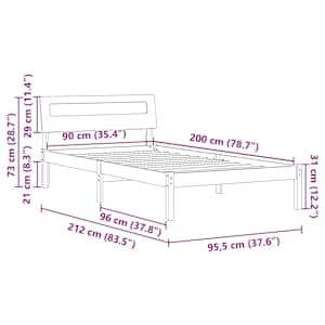 Rám postele Voskově hnědá 90 x 200 cm Masivní borové dřevo - obrázek 11