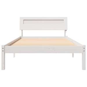 Rám postele s čelo Bílá 80 x 200 cm Masivní borové dřevo - obrázek 5