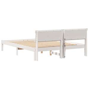 Rám postele s čelo Bílá 160 x 200 cm Masivní borové dřevo - obrázek 7