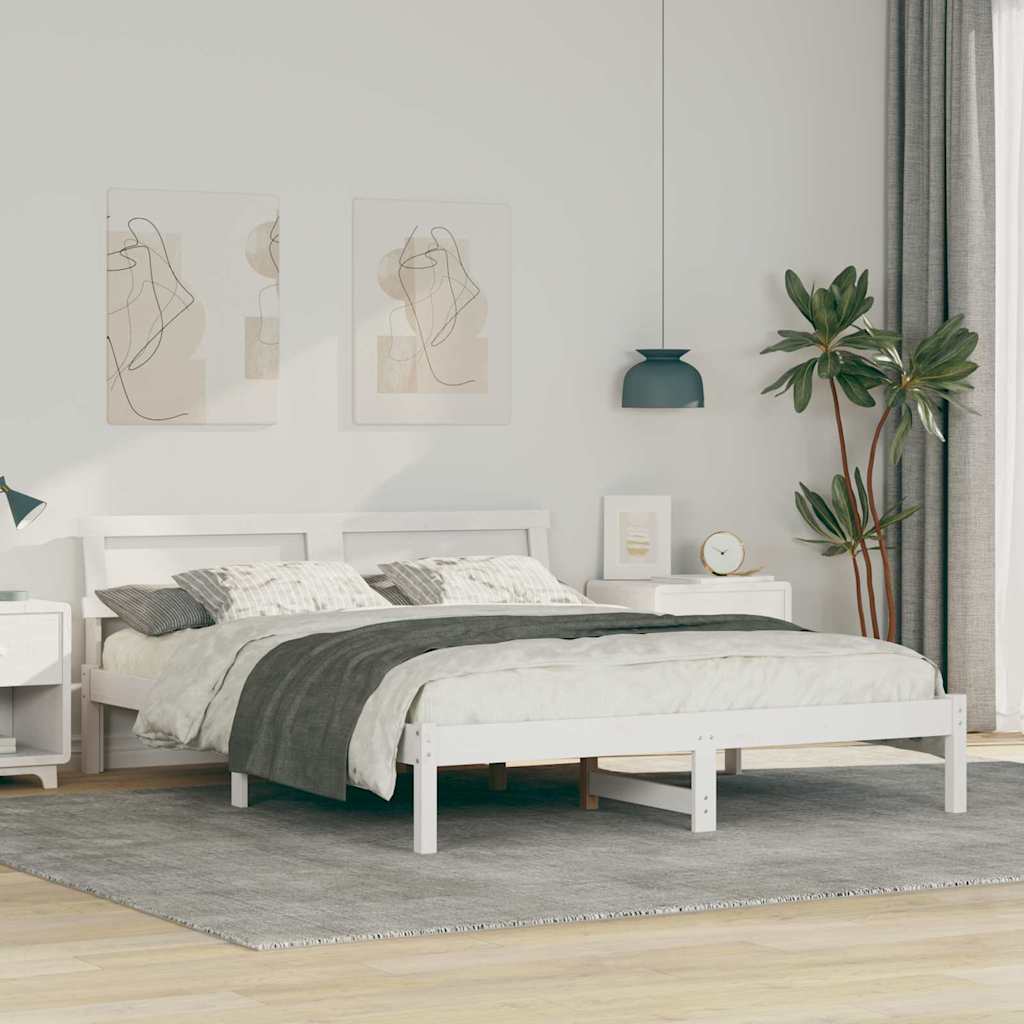 Bedframe Wit 150 x 200 cm Massief grenenhout