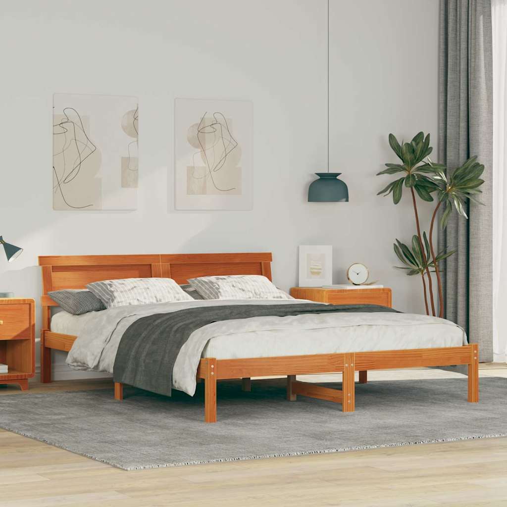 Bedframe Wasbruin 150 x 200 cm Massief grenenhout