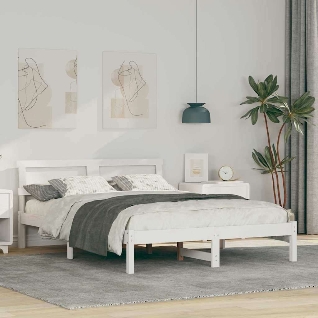 Bedframe Wit 120 x 200 cm Massief grenenhout