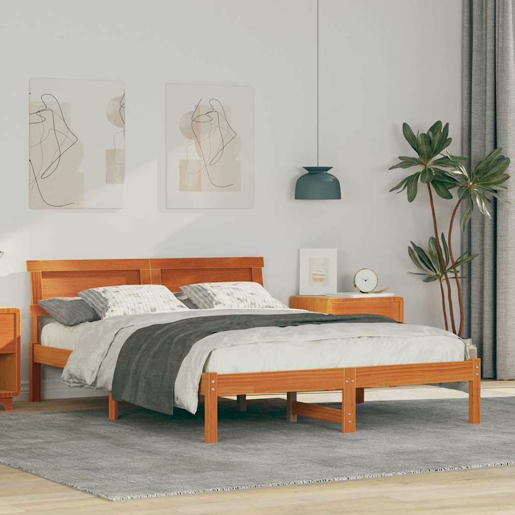 Bedframe Wasbruin 135 x 190 cm Massief grenenhout