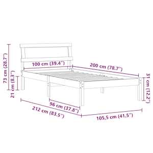 Rám postele Voskově hnědá 100 x 200 cm Masivní borové dřevo - obrázek 11