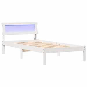 Rám postele s čelo Bílá 90 x 200 cm Masivní borové dřevo - obrázek 2