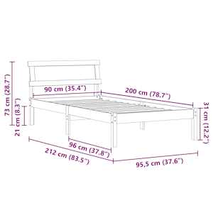 Rám postele Voskově hnědá 90 x 200 cm Masivní borové dřevo - obrázek 11