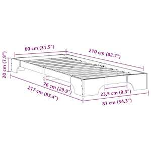 Rám postele Hnědá 80 x 210 cm Masivní borové dřevo - obrázek 9