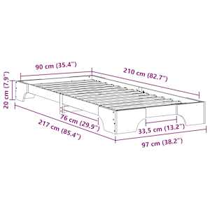 Rám postele Hnědá 90 x 210 cm Masivní borové dřevo - obrázek 9