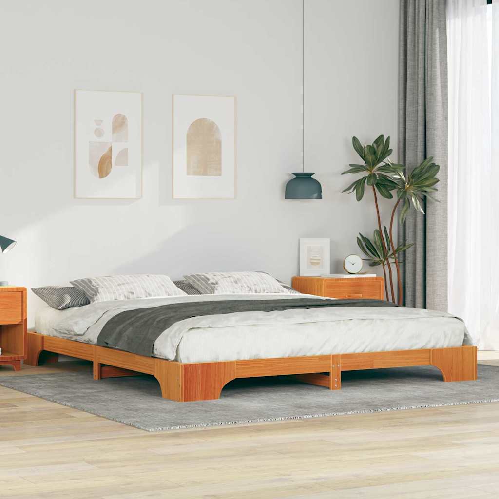 Bedframe Bruin 180 x 210 cm Massief grenenhout