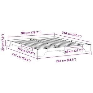 Rám postele Bílá 200 x 210 cm Masivní borové dřevo - obrázek 9