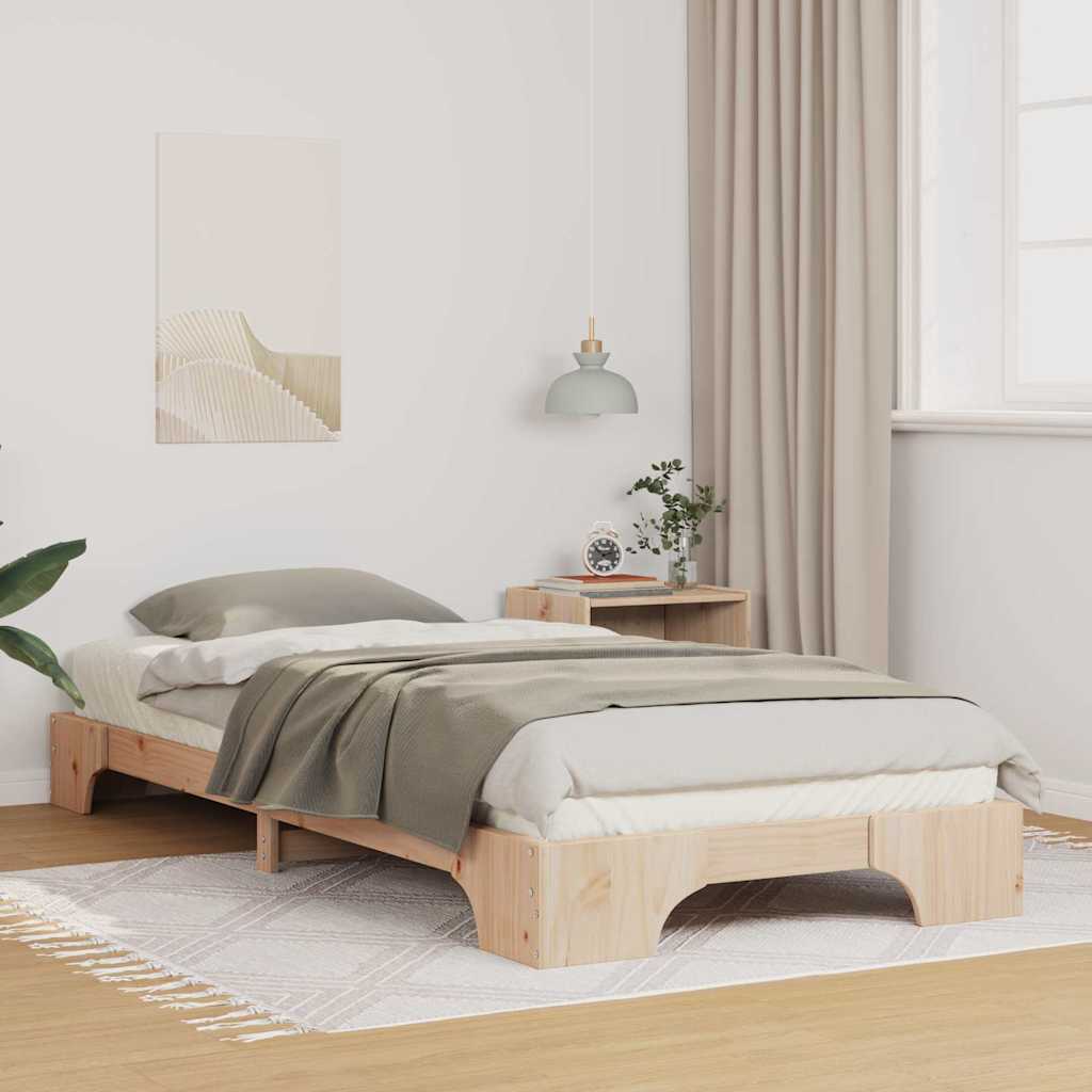 Bedframe met opslag Bruin 90 x 220 cm Massief grenenhout