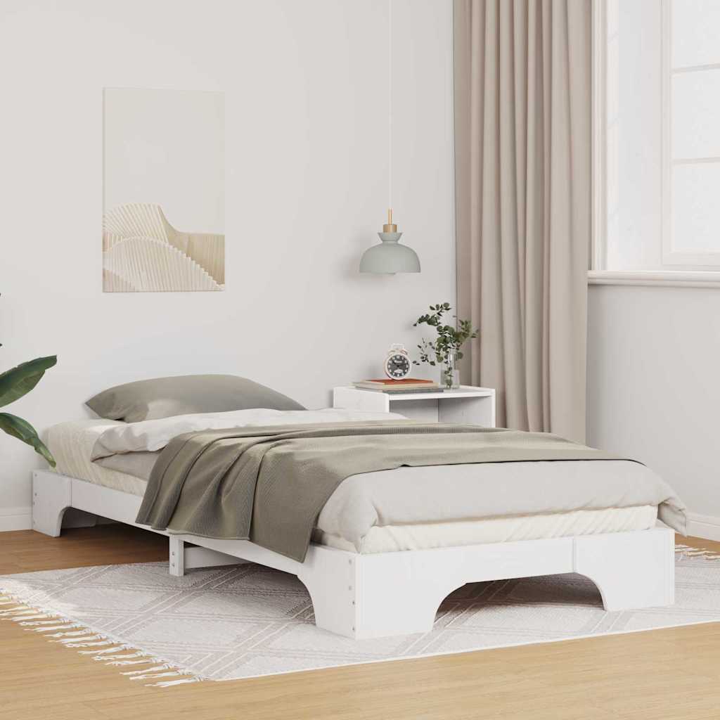 Põrandavoodiraam ladustamisega Valge 90 x 220 cm puit