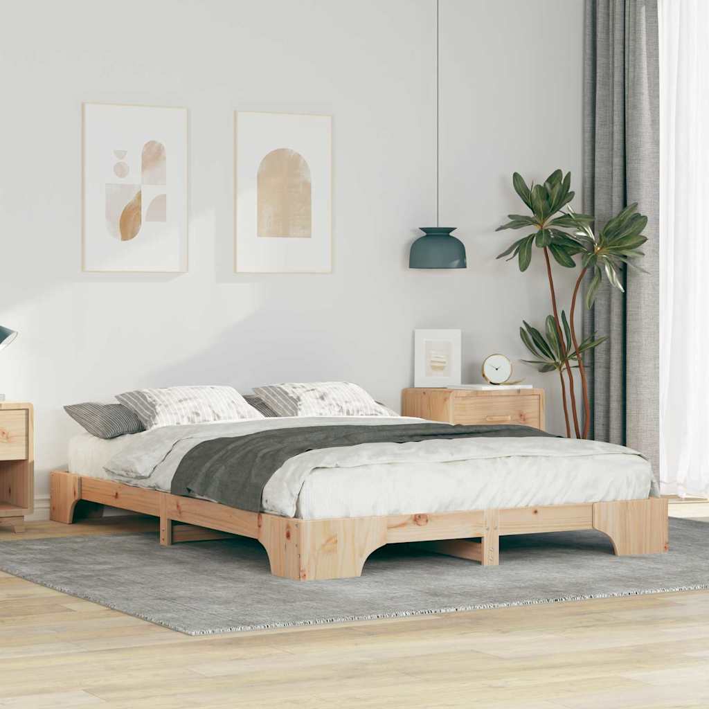 Bedframe met opslag Bruin 140 x 220 cm Massief grenenhout