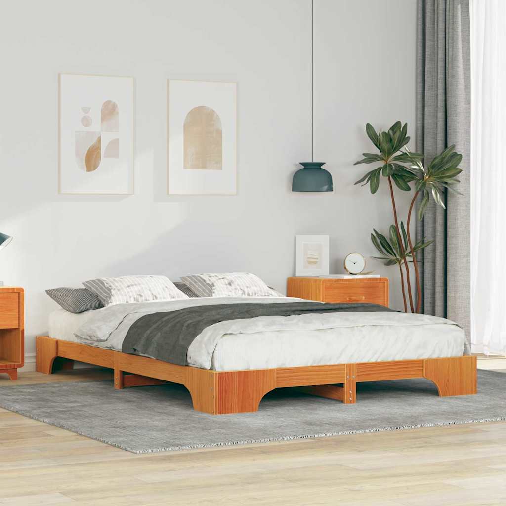 Põrandavoodiraam ladustamisega Pruun 140 x 220 cm Männipuit