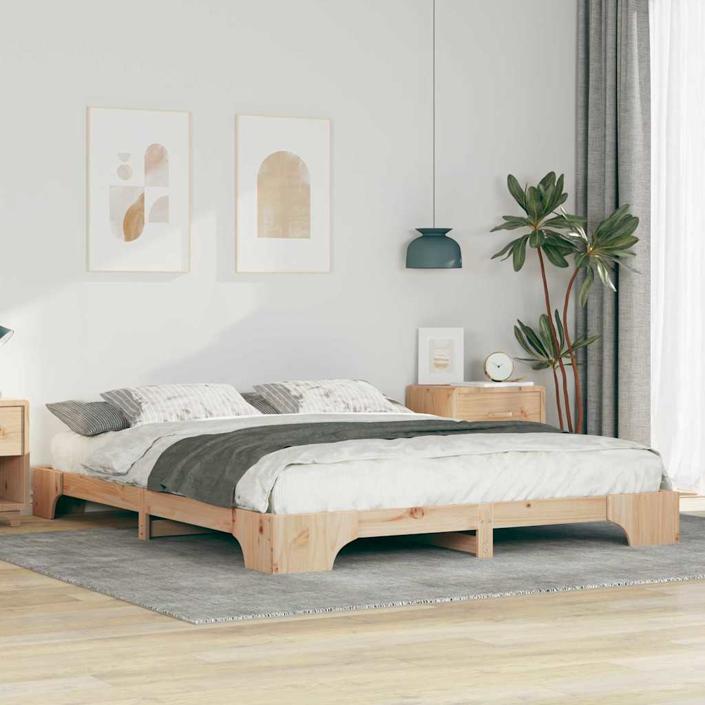 Bedframe met opslag Bruin 160 x 220 cm Massief grenenhout