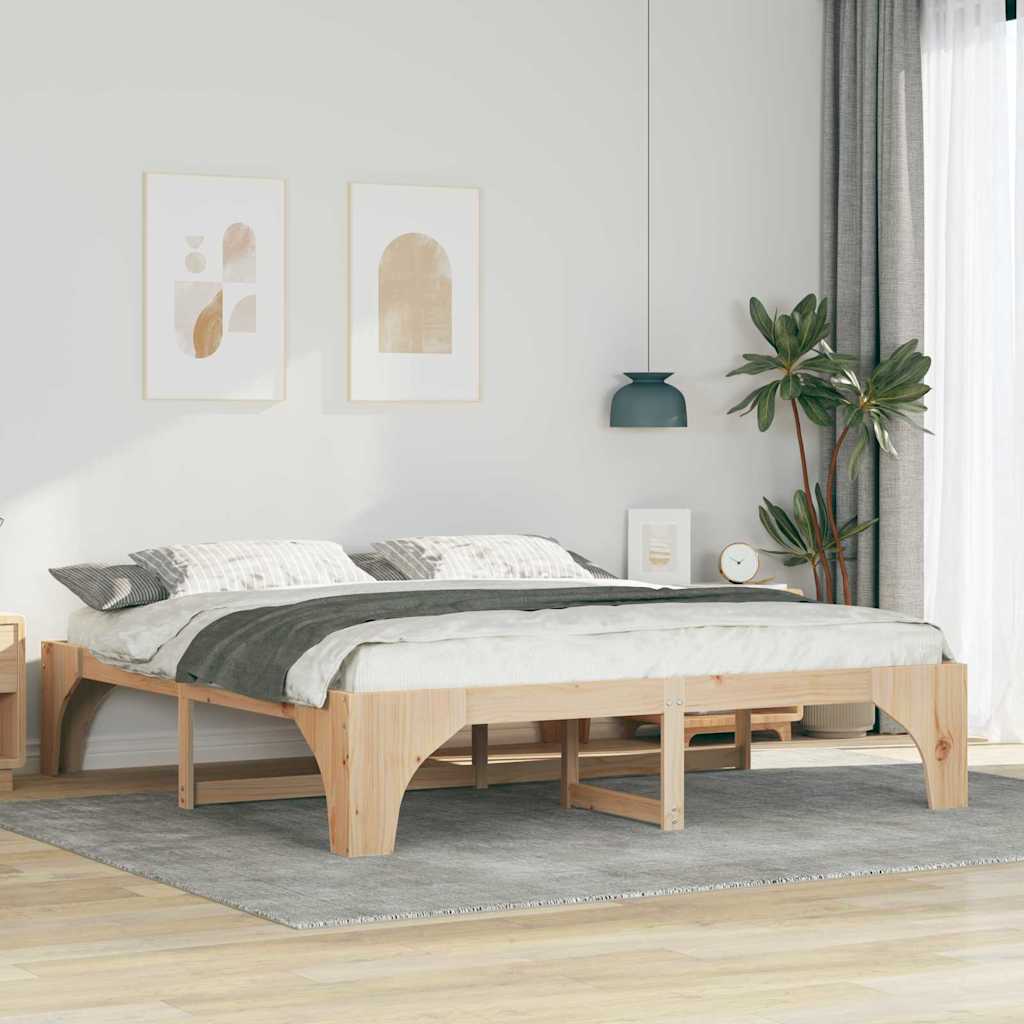 Bedframe met opslag Bruin 200 x 200 cm Massief grenenhout