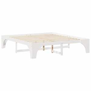 Rám postele Bílá 200 x 200 cm Masivní borové dřevo - obrázek 4
