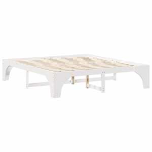Rám postele Bílá 200 x 200 cm Masivní borové dřevo - obrázek 7