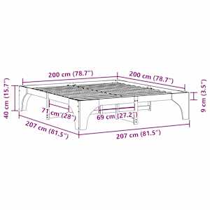 Rám postele Bílá 200 x 200 cm Masivní borové dřevo - obrázek 10