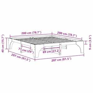 Rám postele Hnědá 200 x 200 cm Masivní borové dřevo - obrázek 10